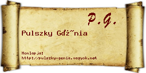 Pulszky Génia névjegykártya